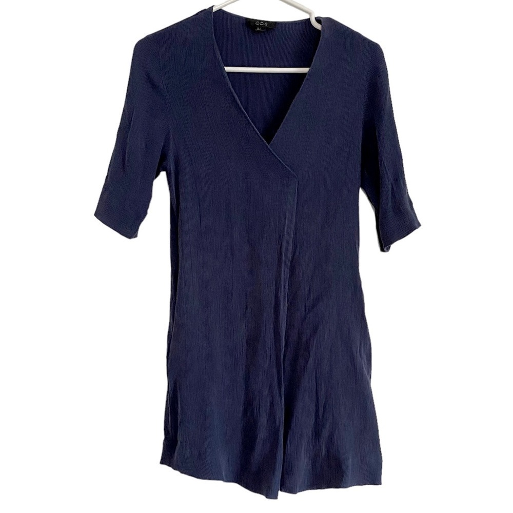 COS Women Blue Cupro Short Sleeves Mini Dress Size 2